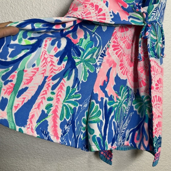 Lilly Pulitzer Jet Stream Pearl Romper Dress Blue Green Pink Women’s Size 4 - Picture 4 of 15